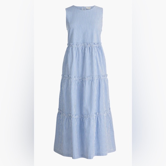 J. Crew Factory Dresses & Skirts - J. Crew Factory Light Blue and White Striped Midi Dress